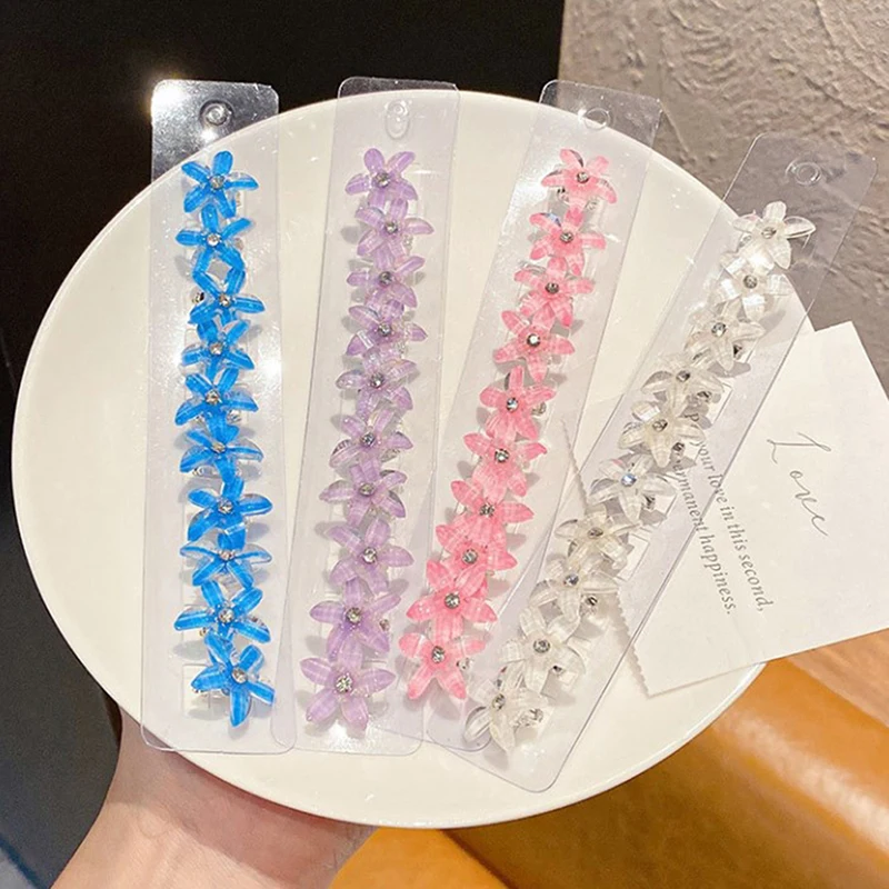 10pcs Children\'s Hair Clip Braided Hair Small Flower Hair Buttons Hairpin Girl Cute Headdress Girl Mini Hair Claw Hair Accessori