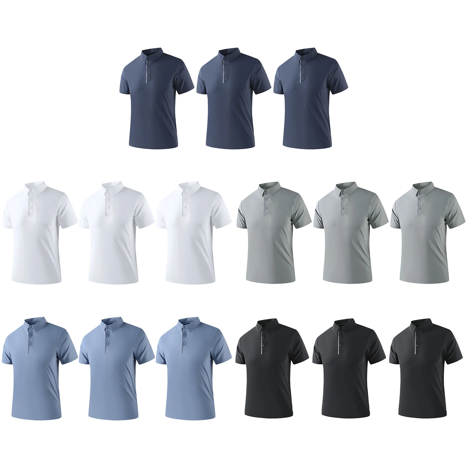 

Moisture-Wicking Golf T-shirt for Men 3Pcs L-5XL - Quick-Drying Turn-Down Collar Short Sleeve for Tennis Sports
