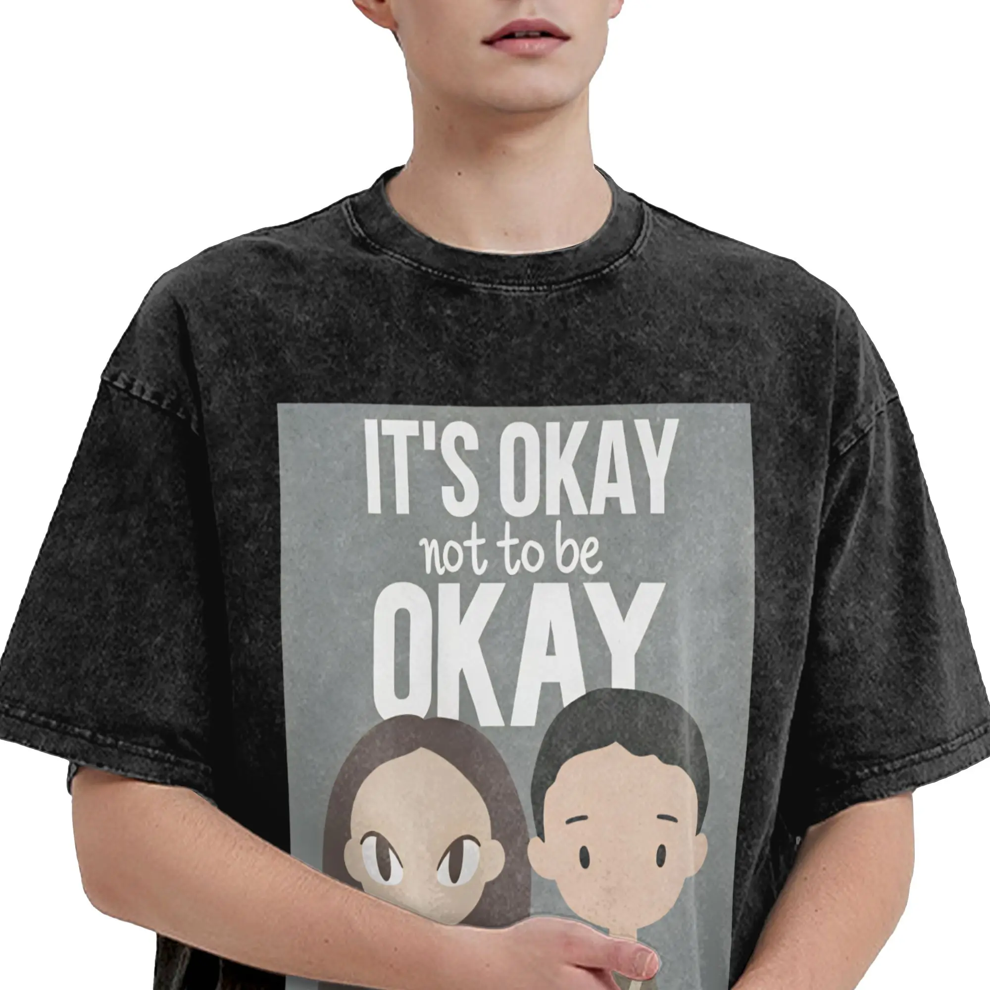 Men's It’s Okay to Not be Okay Cartoon T-Shirts  Top Tees Beach Funny Short Sleeve T-Shirt O-Neck Trending Pattern T Shirt Cheap