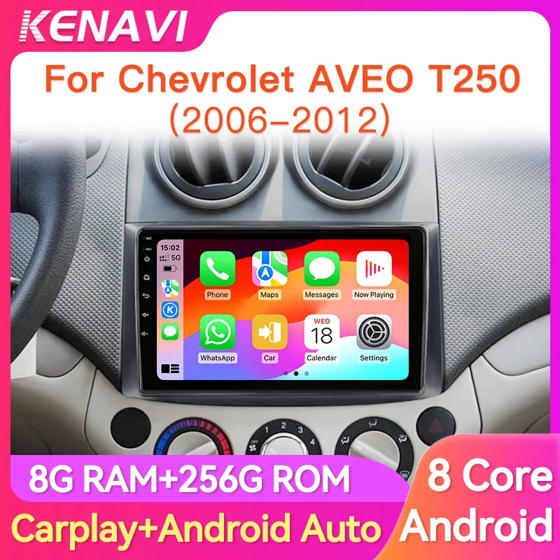 2 Din Car Stereo Radio For Chevrolet AVEO T250 2006-2012 Lntelligent Multimedia Player GPS Carplay Android Auto Head Unit Screen