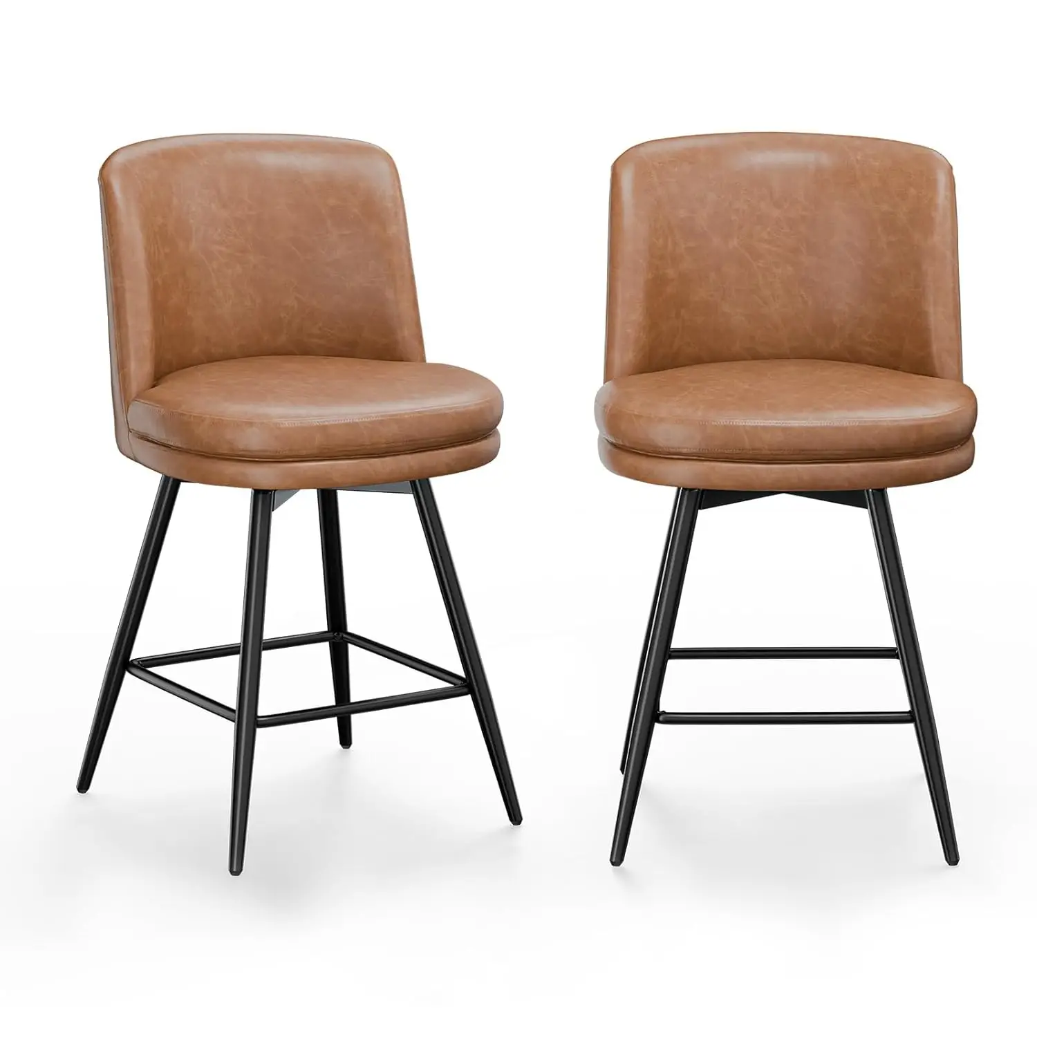 

26"H Swivel Barstools Set Of 2, PU Faux Leather Upholstered Counter Height Bar Stool With Back, Kitchen High, Customized