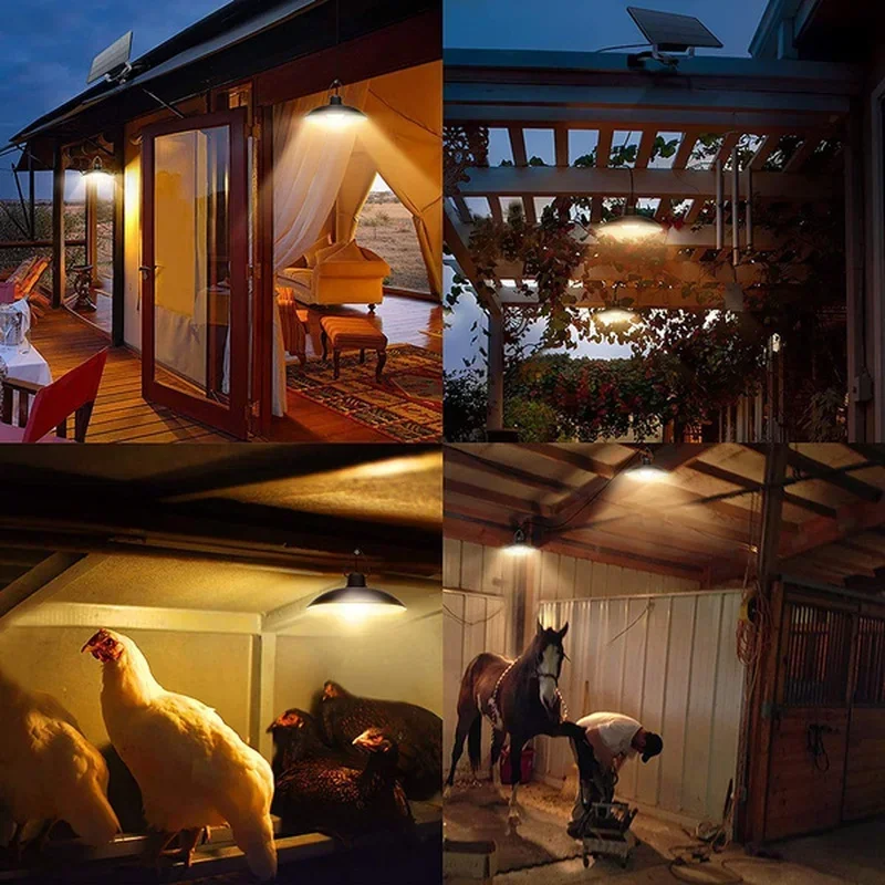 Lampada a sospensione solare Lampada a LED impermeabile per esterni Decorazioni per lampadari a doppia testa con telecomando per capannone interno