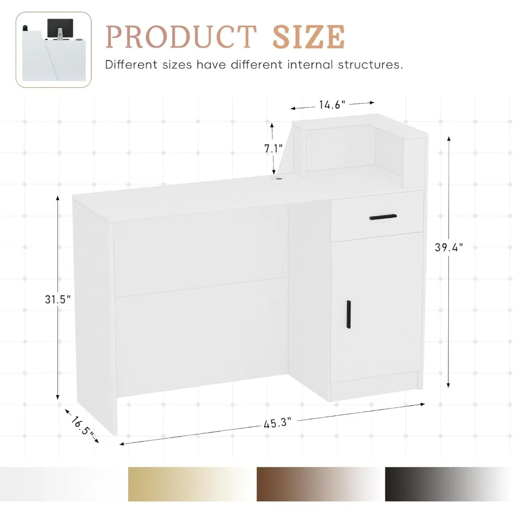 

Retail Reception Desk with Storage, Anti-Scratch Front Desk for Salon ,Modern Checkout Counter for Store