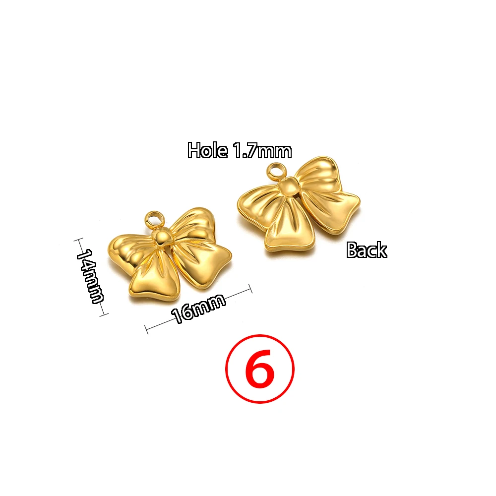 5 Stück Edelstahl-Schleifenanhänger, niedliche Mode-Sommer-Serie, schlichter Stil, Anhänger für Halsketten, Ohrringe, handgemachter DIY-Schmuck – Detail 8