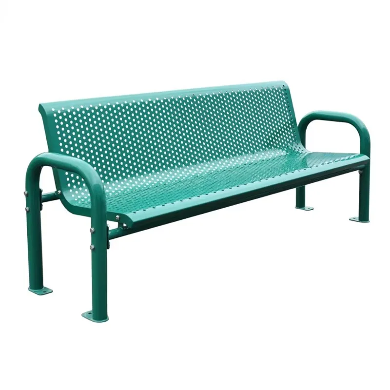 Outdoor Furniture Perforated Metal Bench Public Park Heavy Duty Steel Bench Seat Outdoor Garden