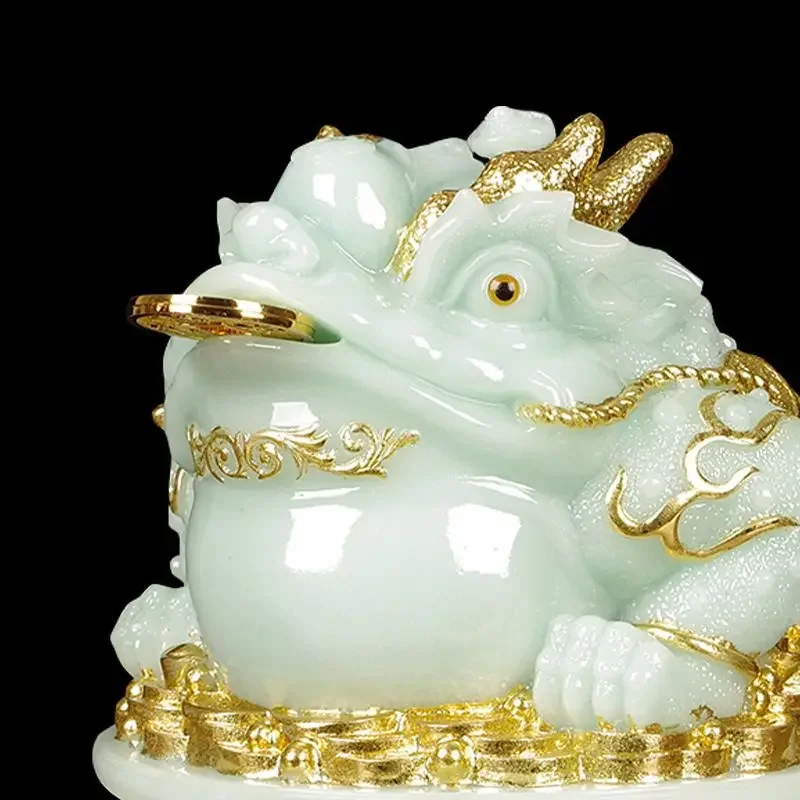 Jade Wealth Golden Toad Ornament Three Legged Toad Home Living Room Office Building Office Desktop Wealth Attraction Ornament