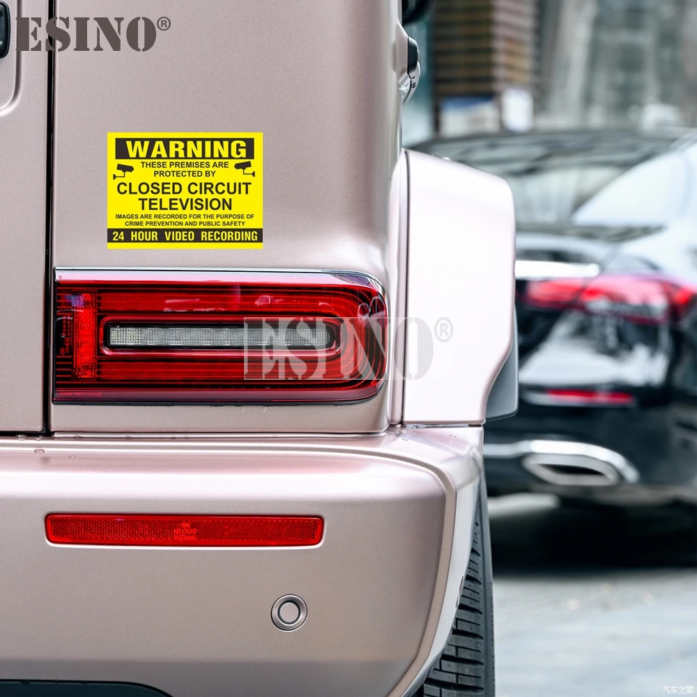 سيارة PVC ملصق تحذير دائرة تلفزيون مغلقة 24 ساعة فيديو مقاوم للماء جسم السيارة ملصق نمط الفينيل #4
