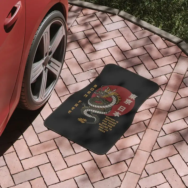 Japanese dragon car floor mat, cute car accessories for teens, chinese dragon, born free, victory, japanese kanji, korean