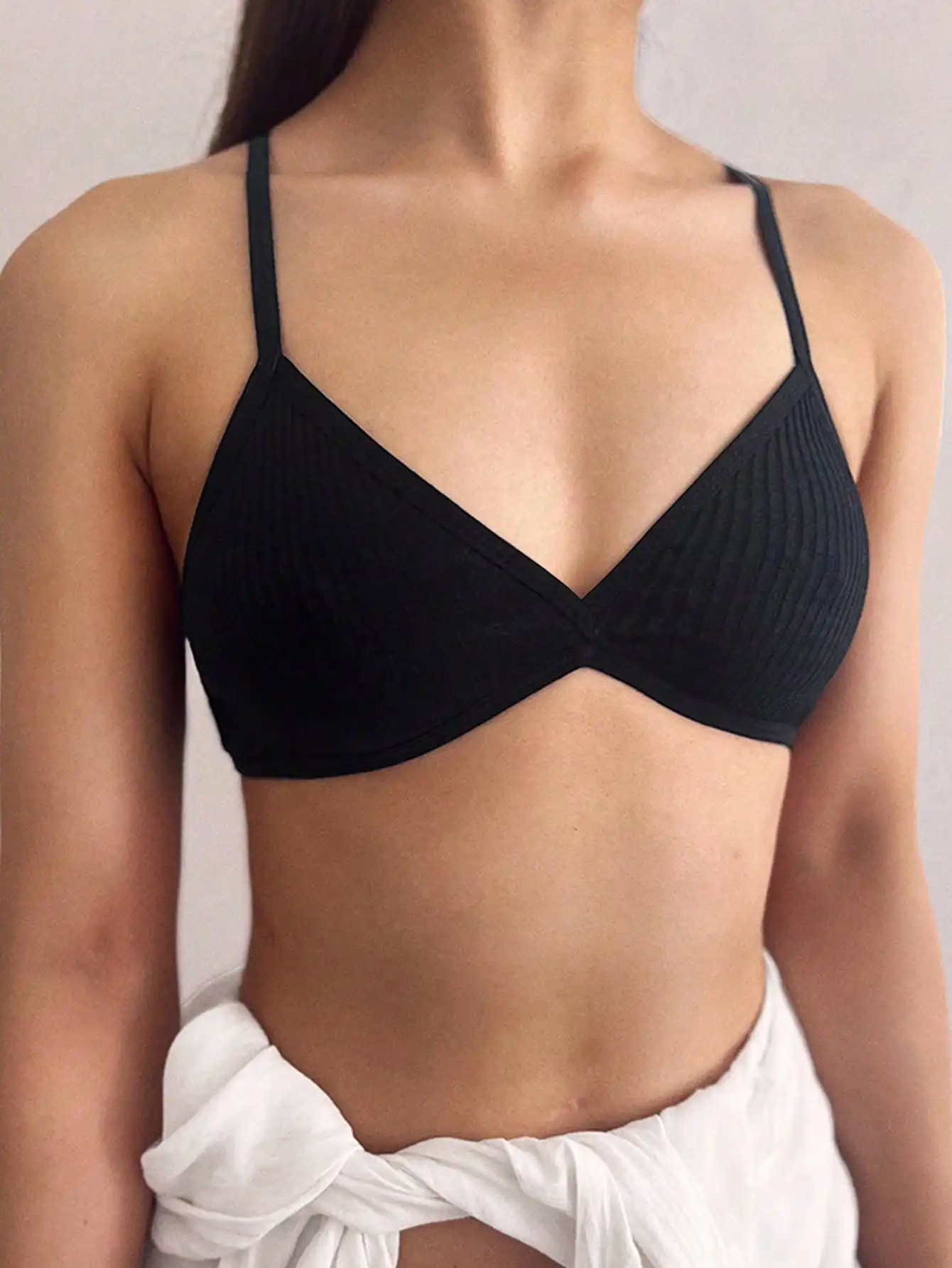 Women Thin Sport Style Unlined Bralette Pure Desire Sling Bra Sexy Seamless Deep V Triangle Cup Cross Beauty Back Lingerie