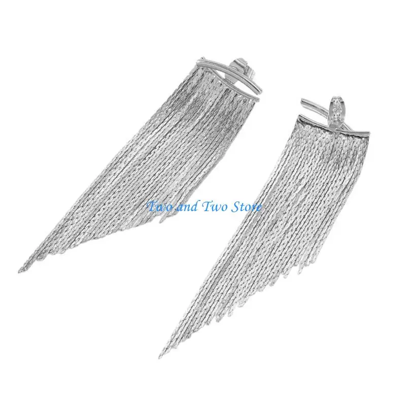 HX6F موضة الأقراط سلسلة طويلة مزاجه شرابات قلادة أقراط مجوهرات الحفلات #3