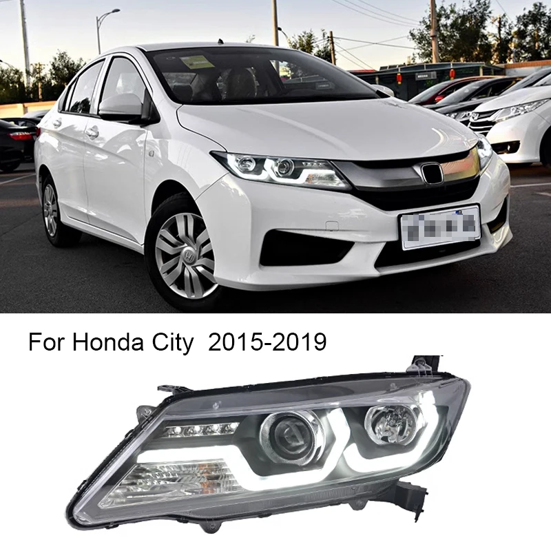 LED Headlights For Honda City Headlight 2015 2016 2017 2018 2019 LED DRL city head lamp Front light Bi Xenon HID H7 D2H lens