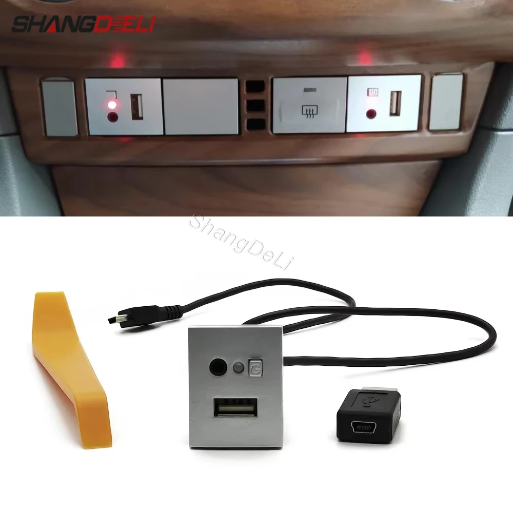 Silver Car USB AUX Input Adapter Mini Cable USB Jack Interface Switch For Ford Focus 2 Mk2 2009 2010 2011 Accessories