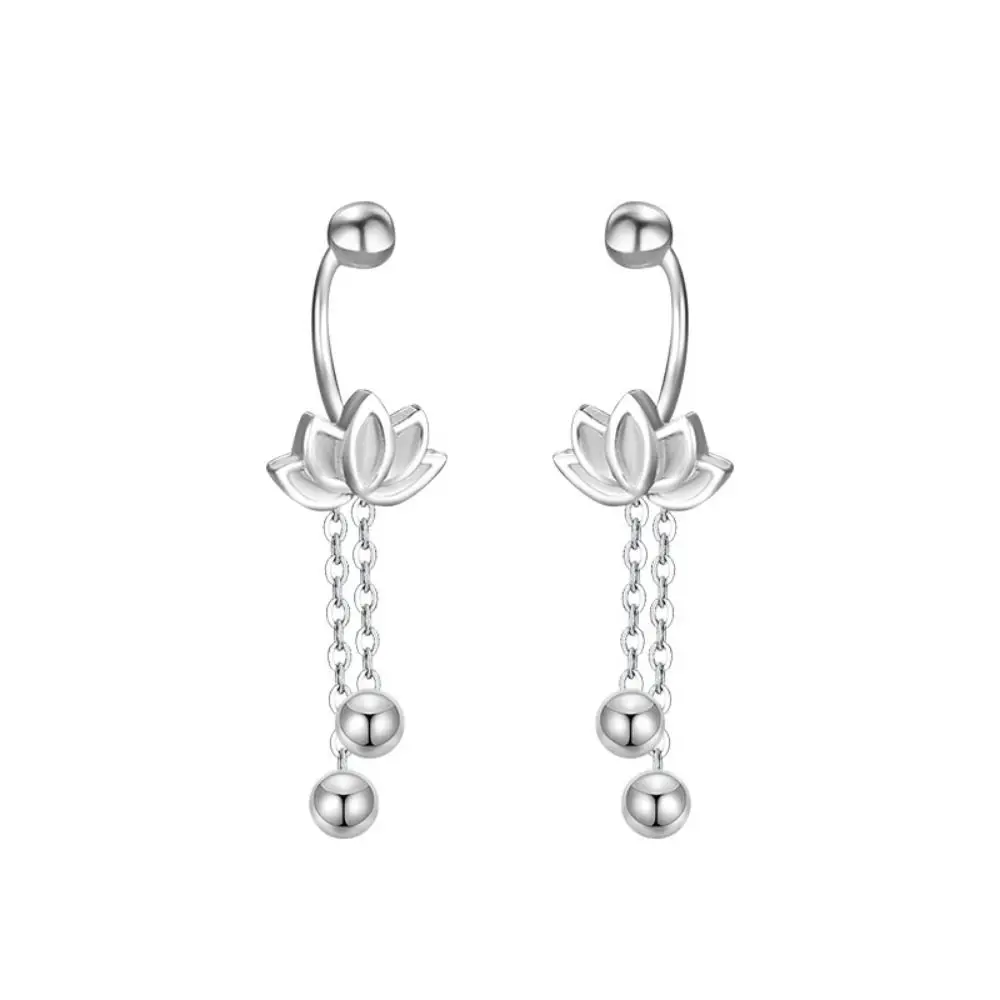 S999 Pure Silver Sterling Silver Earrings Lotus Flower Elegant Dangle Earrings Lightweight Hypoallergenic Tassel earrings Girl