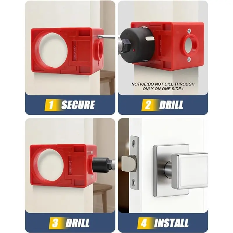 ABKJ-Door Lock& Latch Kit With Adjustable Mortising Jig, Door Hinge Jig For 2.5