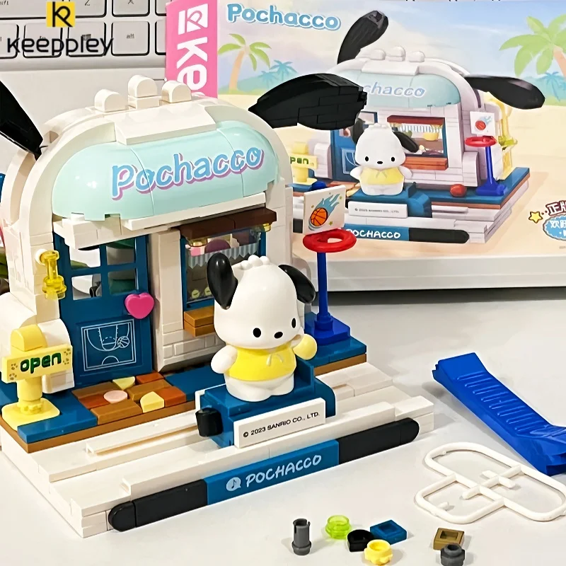 Keeppley Sanrio Building Blocks Pochacco House Architectural Model Cute Cartoon Decoration Puzzle Assembly Ornament Gift