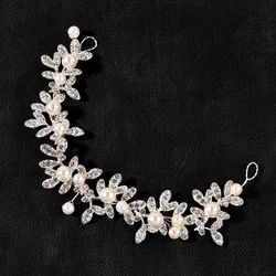 Fashion Handmade Pearl Crystal Flower Bridal Hairband Sliver Headwear Wedding Hair Accessories Handmade Flower Pearl