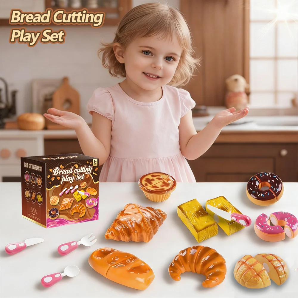 

Игровой набор кухонных игрушек, набор для нарезки пончиков и хлеба, игрушечная еда для детей, идеальный подарок для девочек и мальчиков