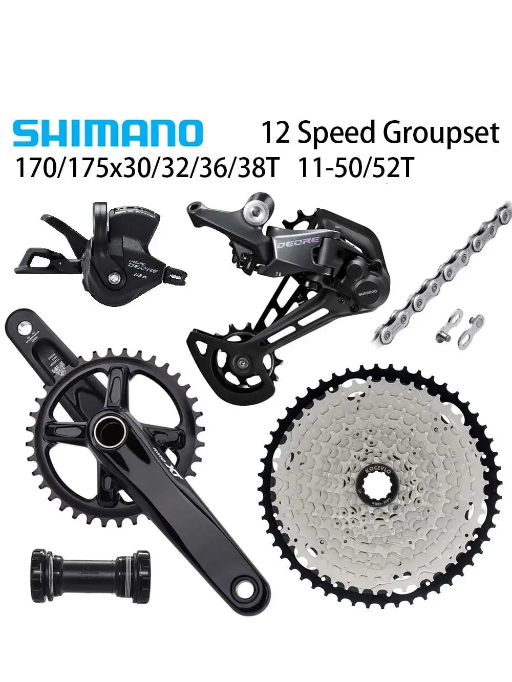 AliExpress Shimano SHIMANO DEORE M6100 MTB 12-Speed Groupset WITH RIRO XT CRANKSET 170/175x11-50/52t M6100 CHAIN