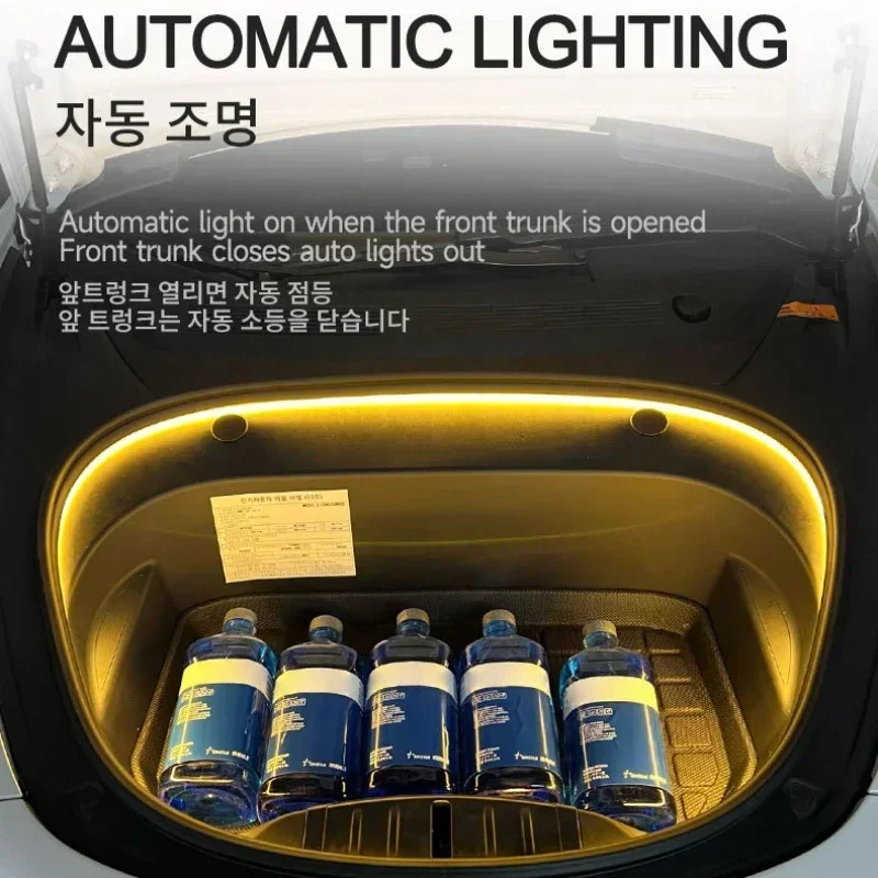 Luz de maletero delantero de 16V para Tesla Model 3/Y/S/X 5M, luces de ambiente para maletero delantero DIY, accesorios de tiras de lámpara de ambiente impermeables 2017-2023