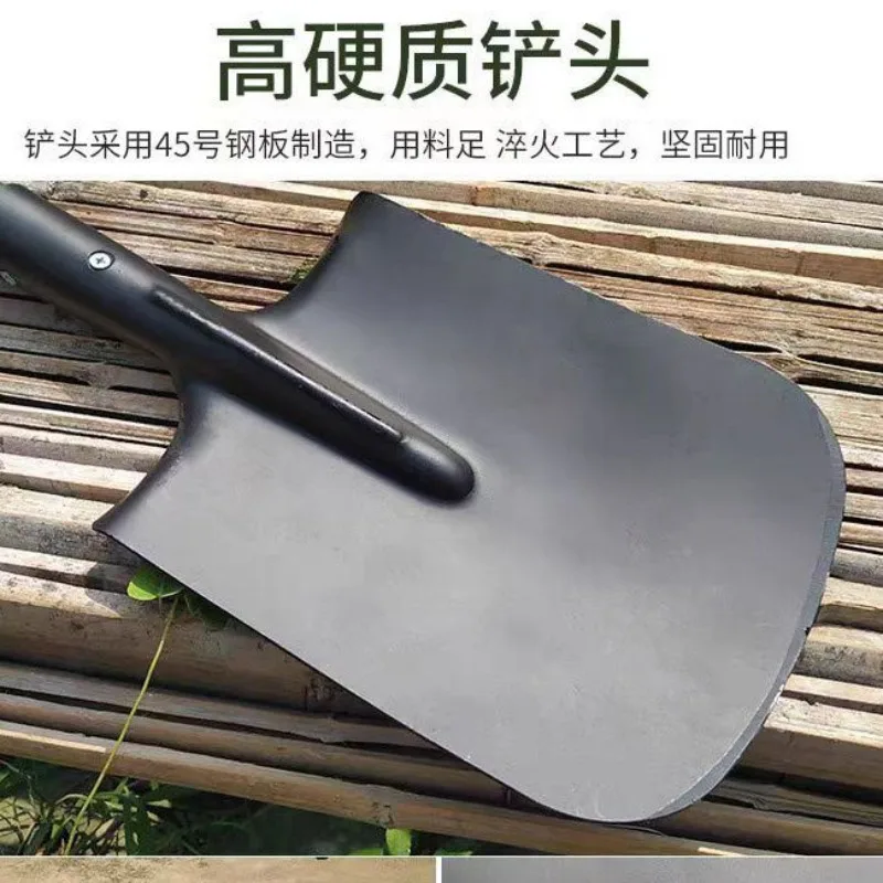 Thickened Steel Large Flat Head Engineer Shovel, 6411 Style Digging Spade for Outdoor & Vehicle Use