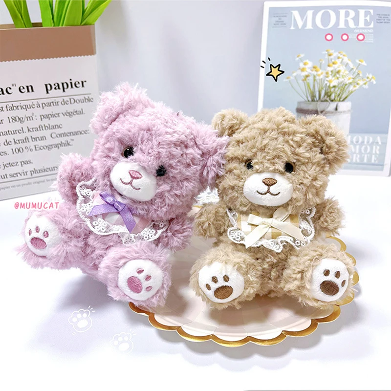 1Pc Cartoon American Style Cute Bear Plush Doll Keychain Fun Bear Doll Backpack Small Accessories Car Key Chain Girl Bag Pendant