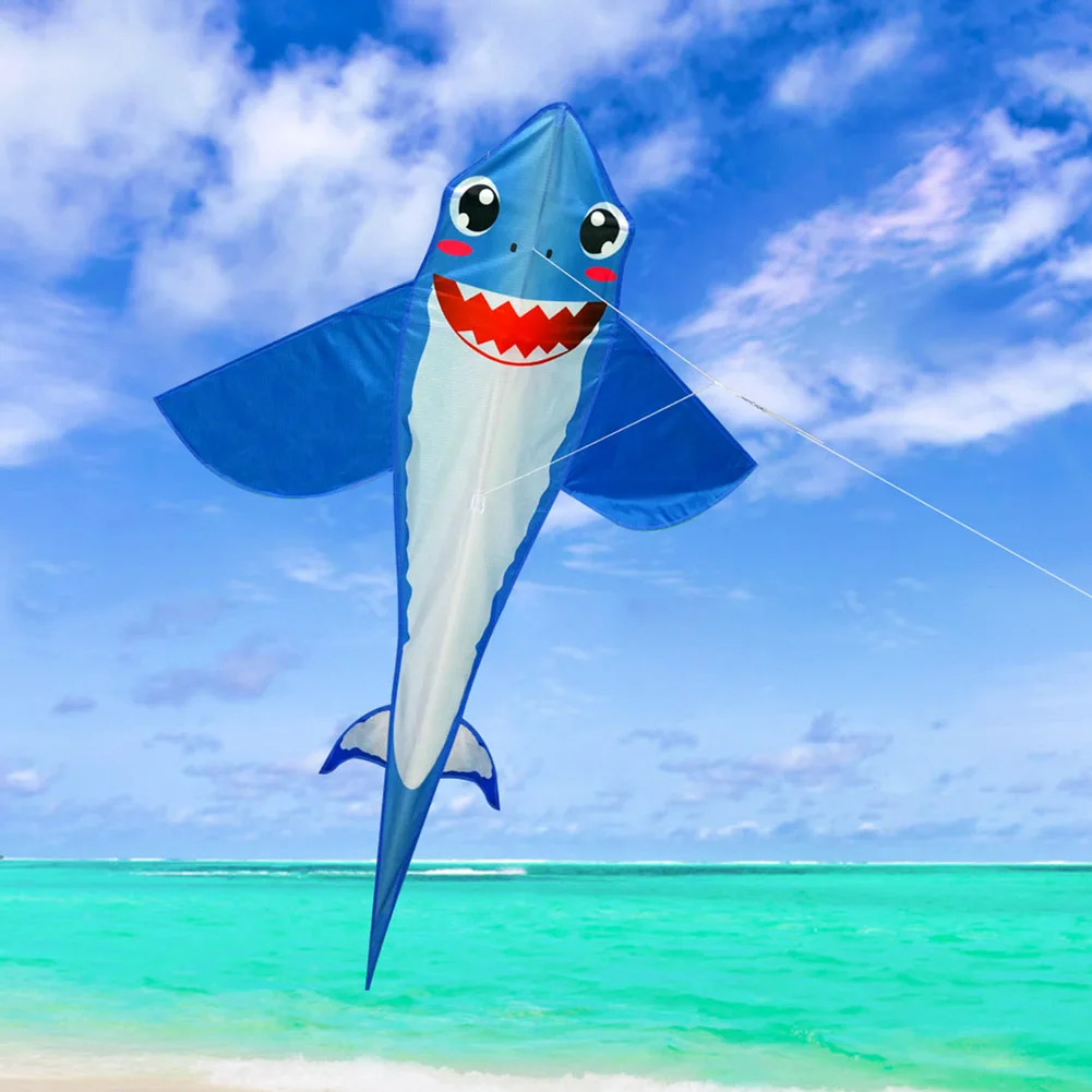 Large Shark Shaped Kite Easy To Fly Primary Stunt Kite with Wire Board Marine Animal Kite Enhance Coordination for Boys Girls