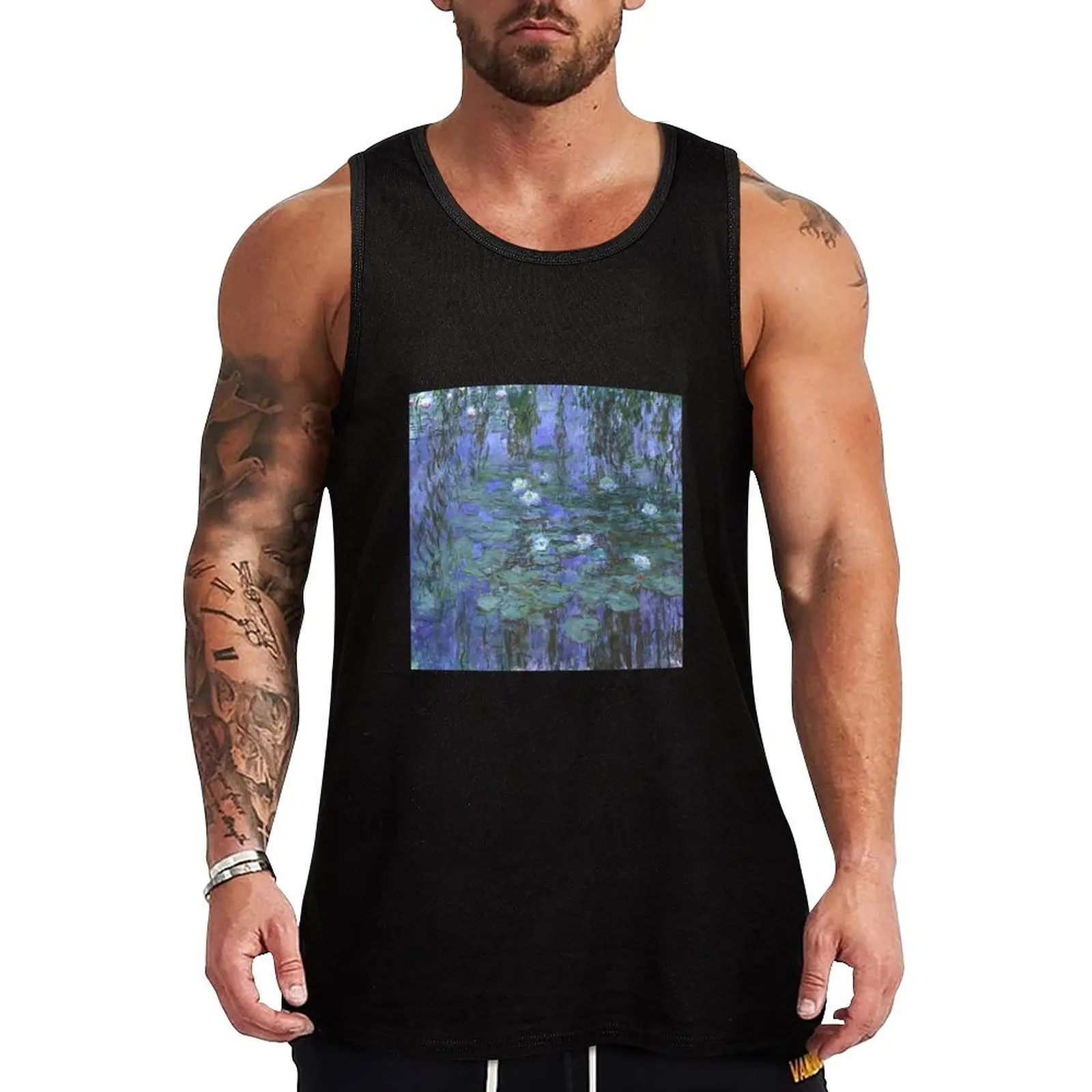 

Monet - Blue Waterlilies Tank Top Daily Loose Tank Top Casual Sleeveless Summer Wear