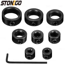 STONEGO Woodworking Drill Locator Set - 8pcs Drill Bit Depth Stop Collars Rings in Sizes 3mm-16mm for Precision Drilling