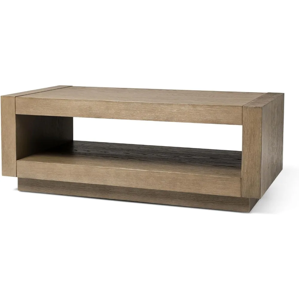 

Artemis Large 2 Tier Contemporary Rectangle Wooden Center Coffee Table with Shelf Storage