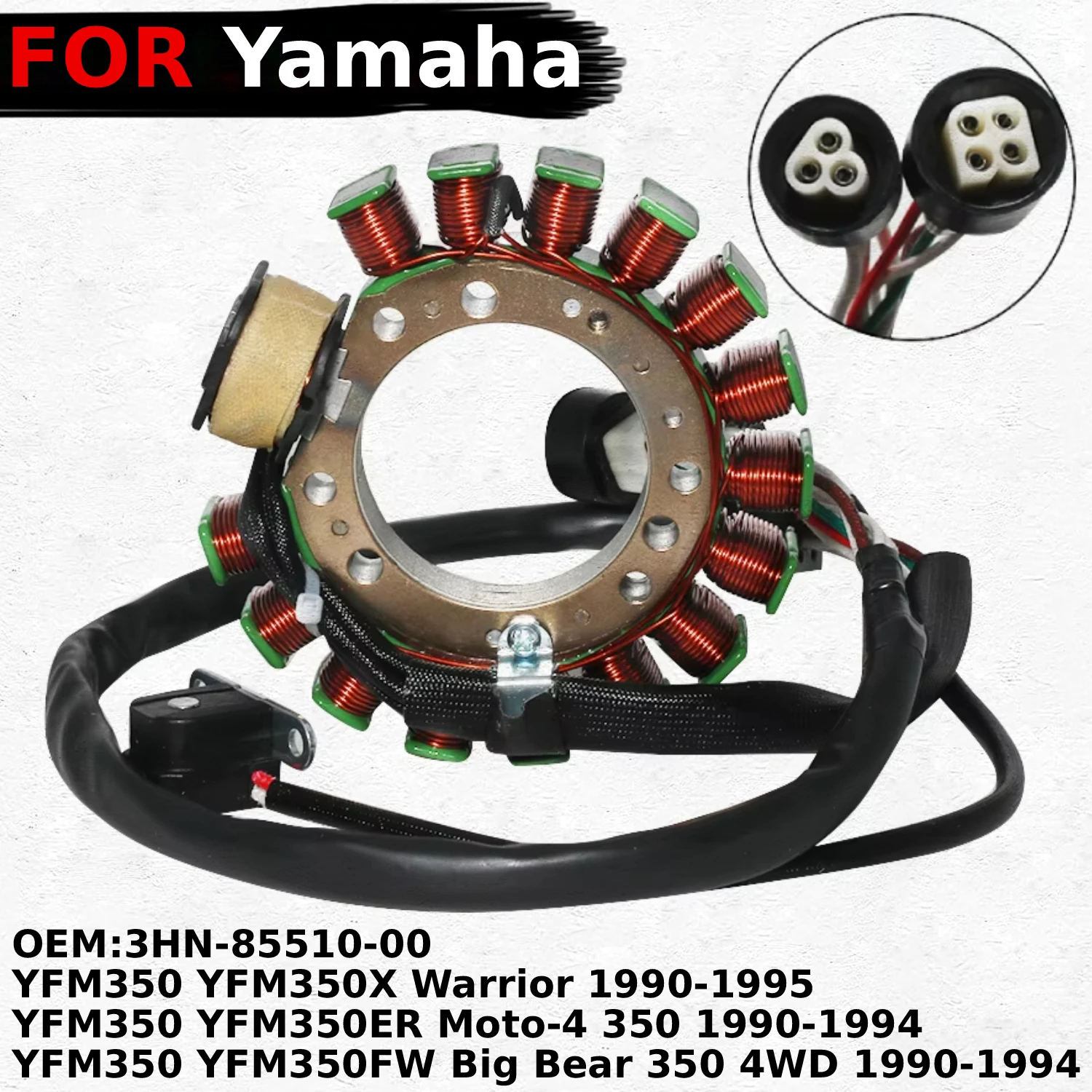 

Motorcycle Magneto Stator Coil For Yamaha YFM350 YFM350X Warrior YFM350ER Moto-4 350 YFM350FW Big Bear 350 4WD OEM:3HN-85510-00