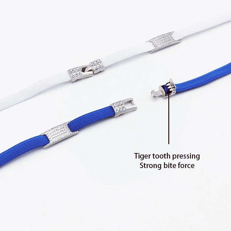 Silver Diamond BUCKLE NO Tie รองเท้า laces Elastic Laces รองเท้าผ้าใบเชือกผูกรองเท้าเทนนิสไม่มีผูกแบนเชือกผูกรองเท้าสําหรับรองเท้าอุปกรณ์เสริม