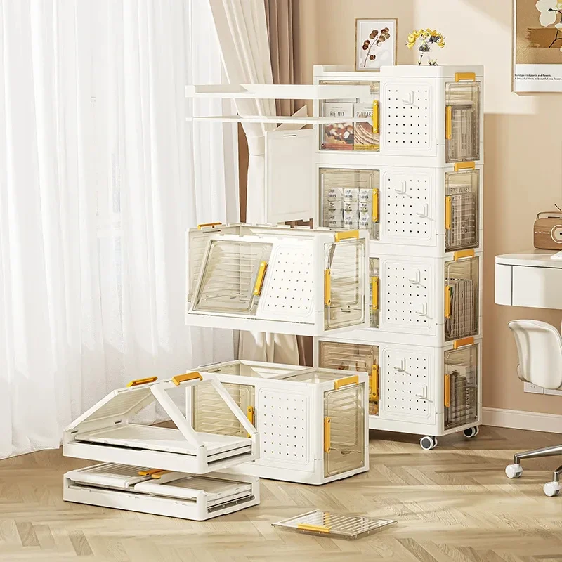 

Home Foldable High Capacity Organizer Box Storage Locker Makeup Kitchen Organization Boxs Plastic Organizing Cabinet