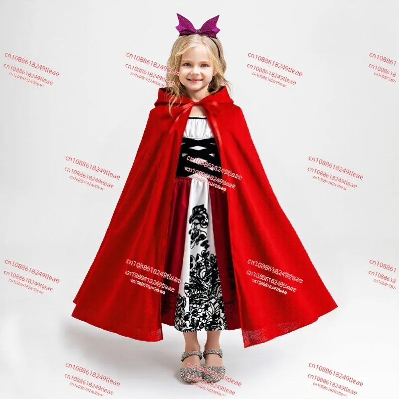 

Adult Kids Little Red Riding Cosplay Witch Halloween Party Princess Dress Hood Cloak Set Girl Women Performance Carnival Costume