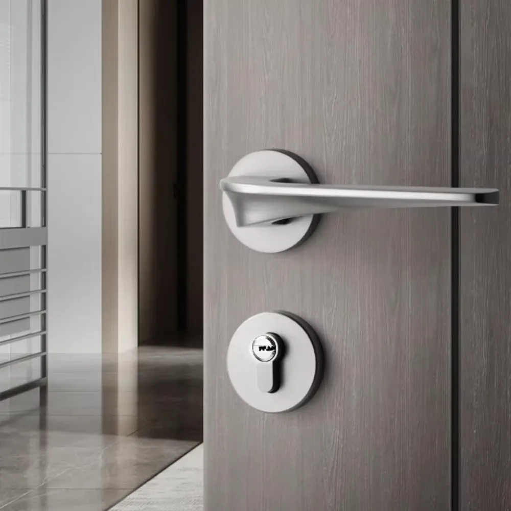 Modern Door Handle with Lock, Interior Privacy Lock for Bedroom, Bathroom, Kitchen, Office & Hotel Wood Doors