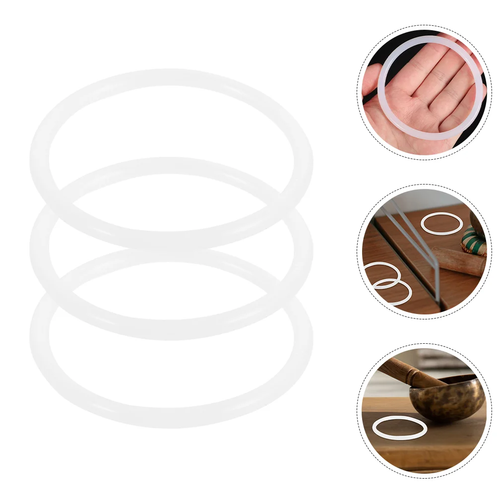 

3 Pcs Singing Bowl Rings Crystal Washer Tibetan Gasket Musical Instrument for White Rubber