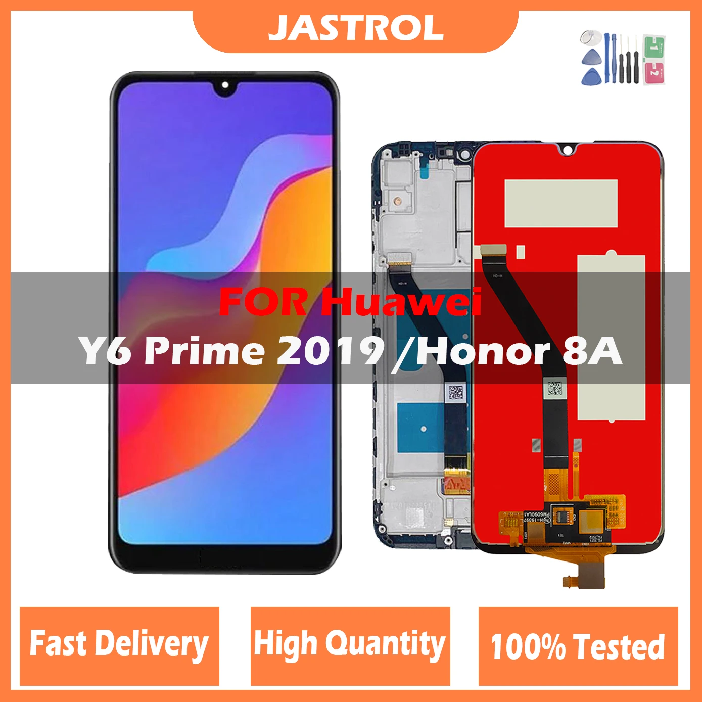 100% Test Display For Honor 8A LCD Display Touch Screen Digitizer JAT-L09 L41 LX1 For Huawei Y6 2019 JAT-L29 LCD With Frame