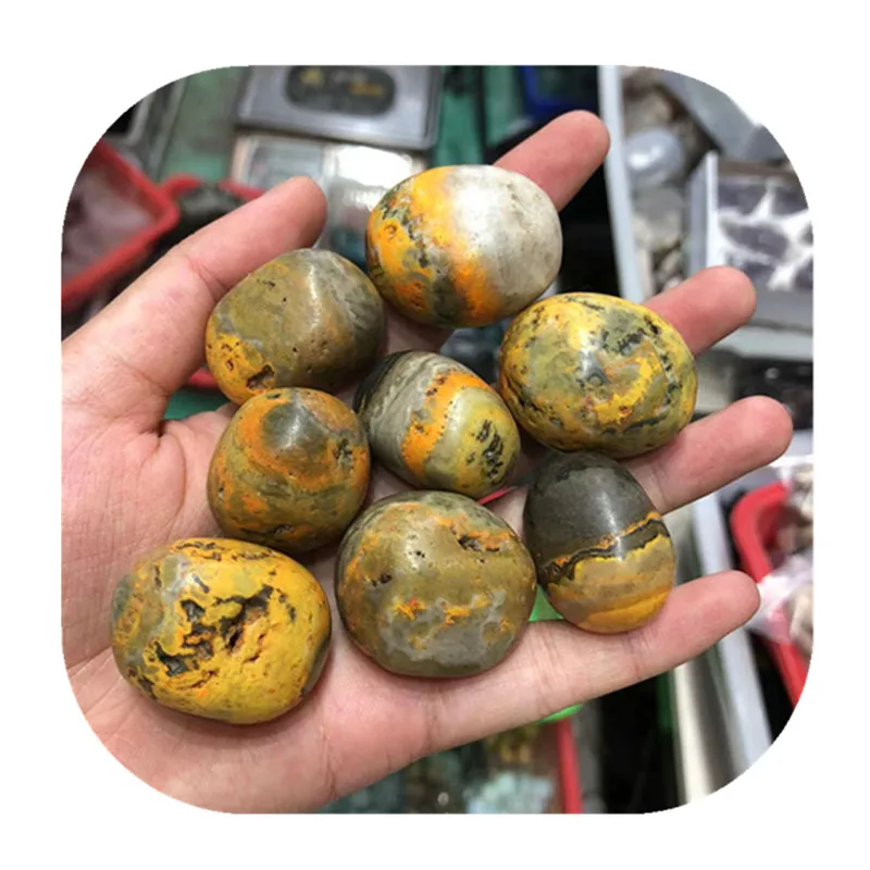 Yellow Bumblebees Jasper Tumbled Crystal Healing Stones For Christmas Decor