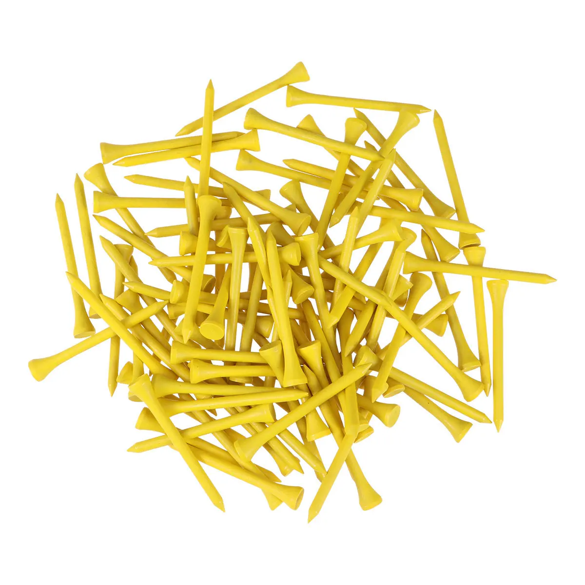 

100Pcs High Quality Golf Tees Yellow 8.3cm Length Reusable Flexible Crown for Longer Drives Yards Wooden Tees Outdoor Sports