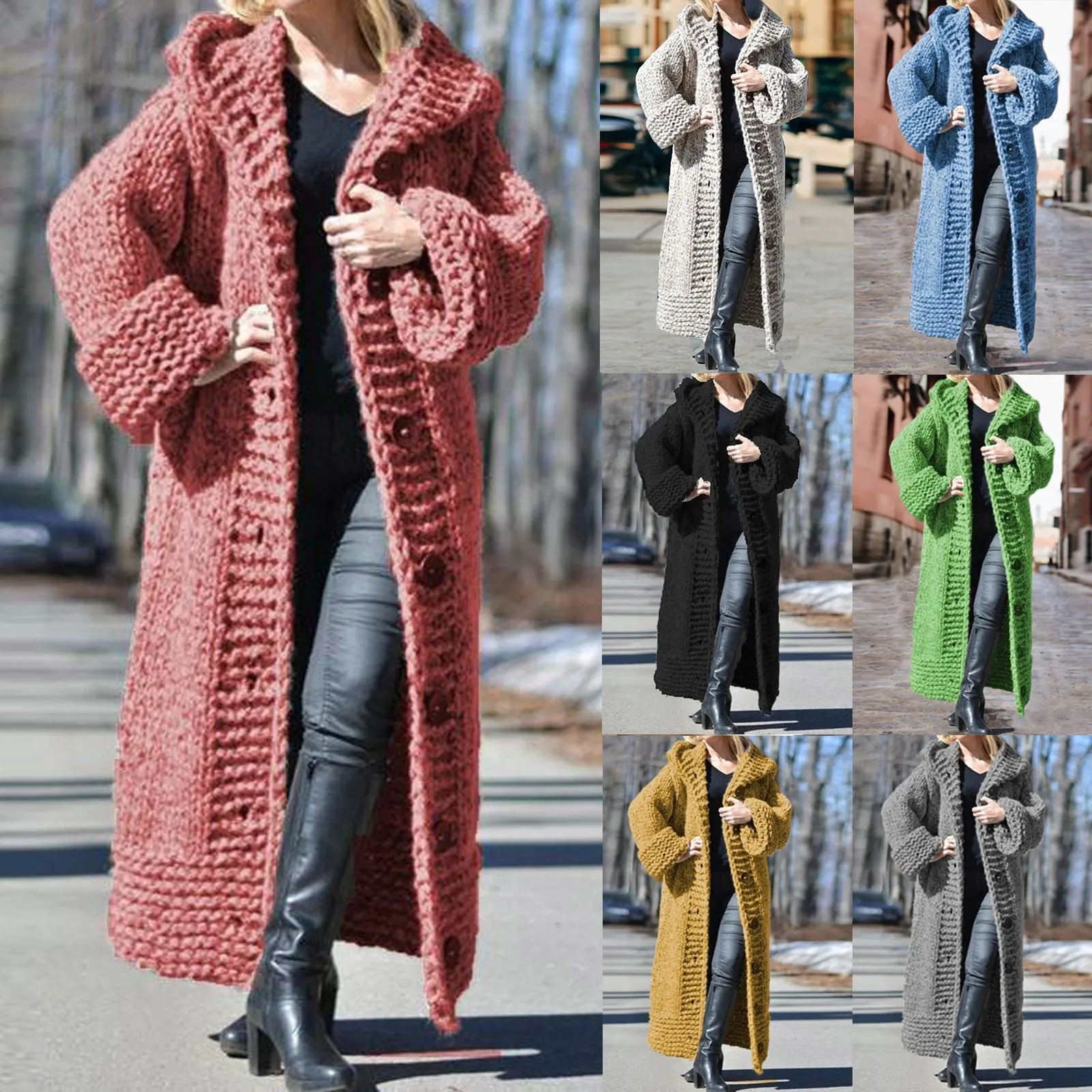 Long Cardigan Solid Color And Women\'S Autumn And Winter Knitted Fashion Sweater Outerwear ​Korean Fashion Tassel  Knitted Coat