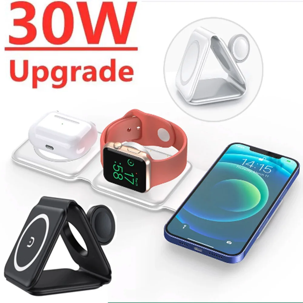 3 in 1 Wireless Charger Foldable Portable Magnetic For LG V30 V30S V35 V40 V50 V50S V60 G8 G8S G8X ThinQ Wing 5G Samsung Watch