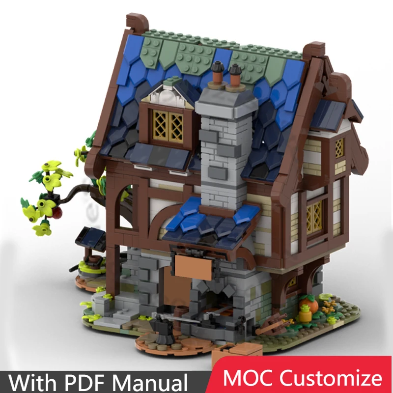 

1791 PCS Construction The Minieval Blacksmith: A slightly smaller medieval blacksmith MOC Customize DIY Boys Toy Birthday Gift