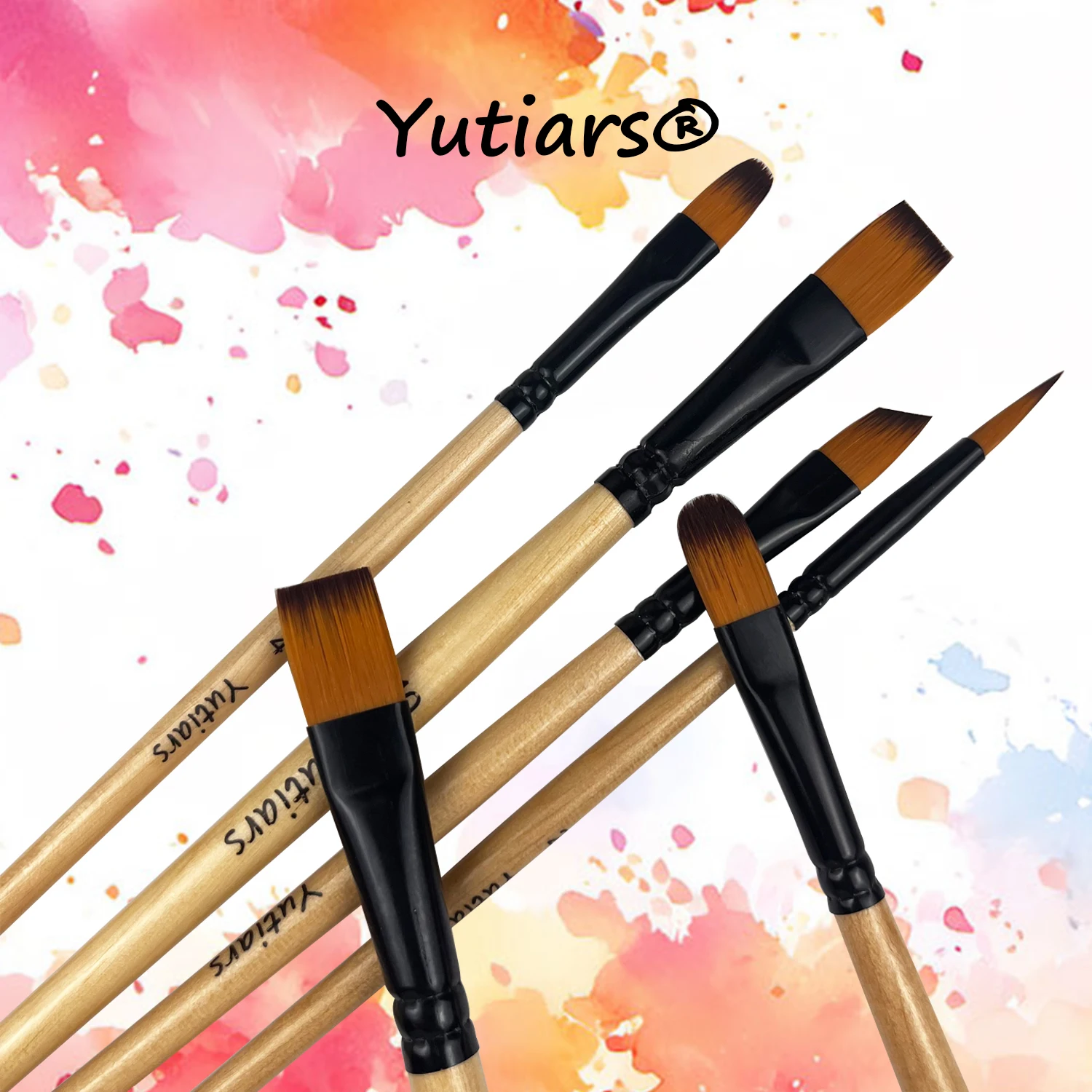 Yutiars Professional Artist Paint Brush Set - 6 PCS, Nylon Bristles for Watercolor, Acrylic, Oil Painting, Crafts & Face Body