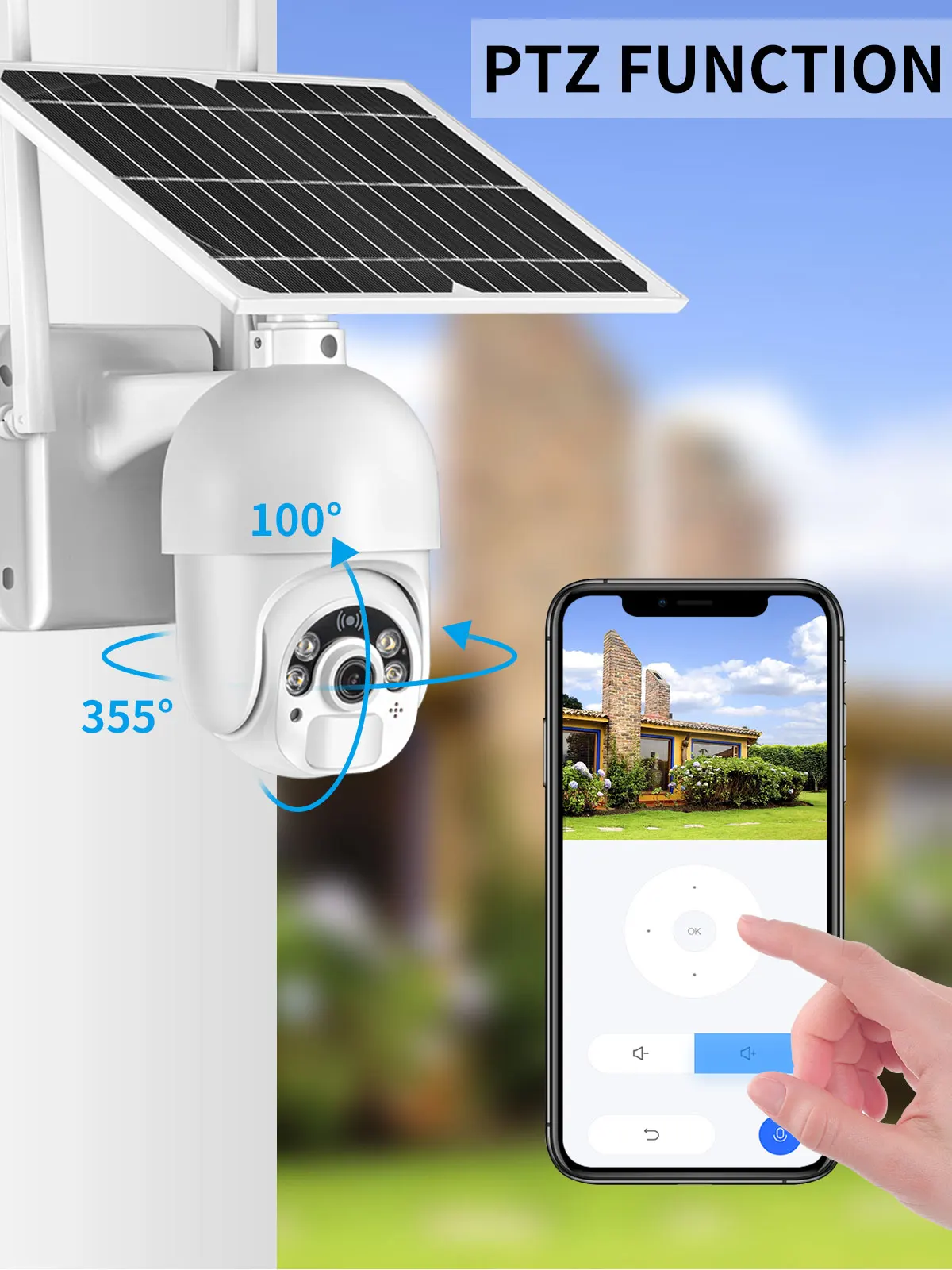 Gadinan1080P WiFi/4G PTZ Outdoor IP Camera 4X Digital Zoom Wireless CCTV Security Camera Solar Panel Two-Way Audio Surveillance
