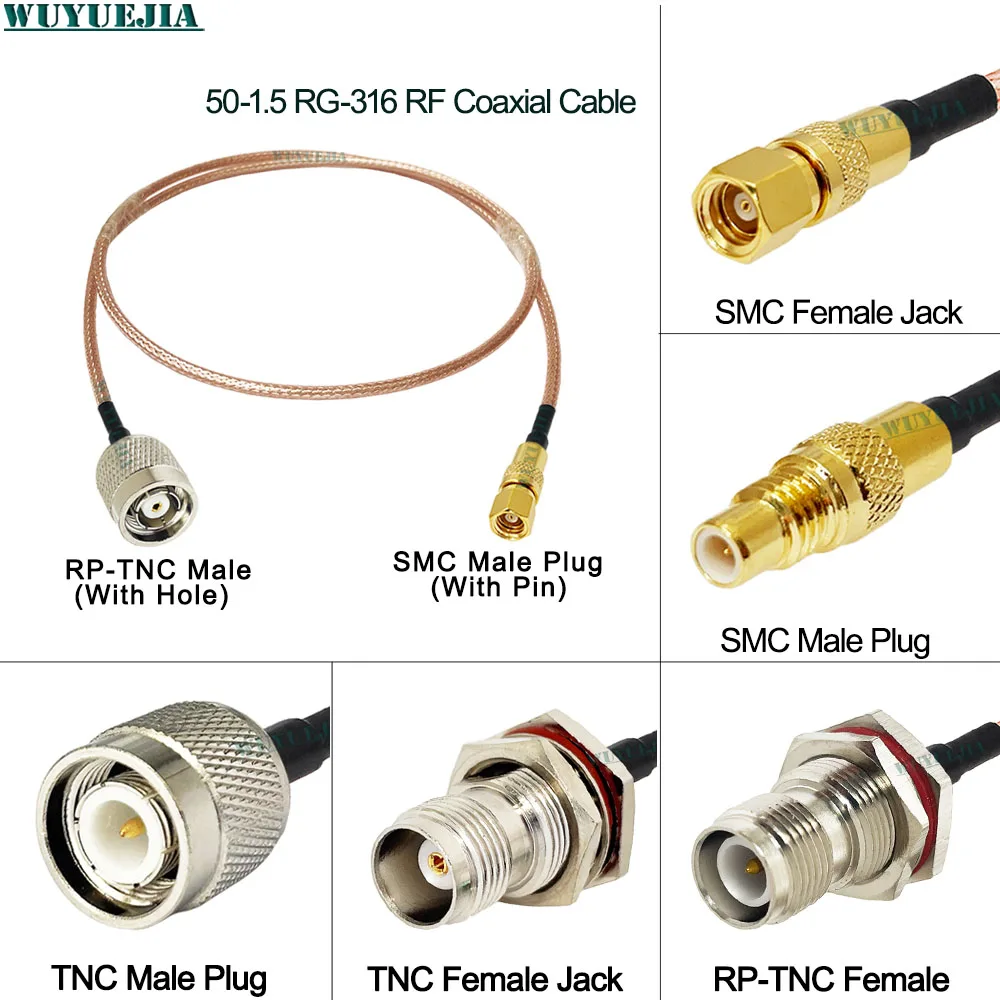 

0.1~10 Meters SMC to TNC Type RG316 TNC Male to SMC Female Jack Connector 50-1.5 RF Coaxial Cable Assembly Extension Cord Jumper