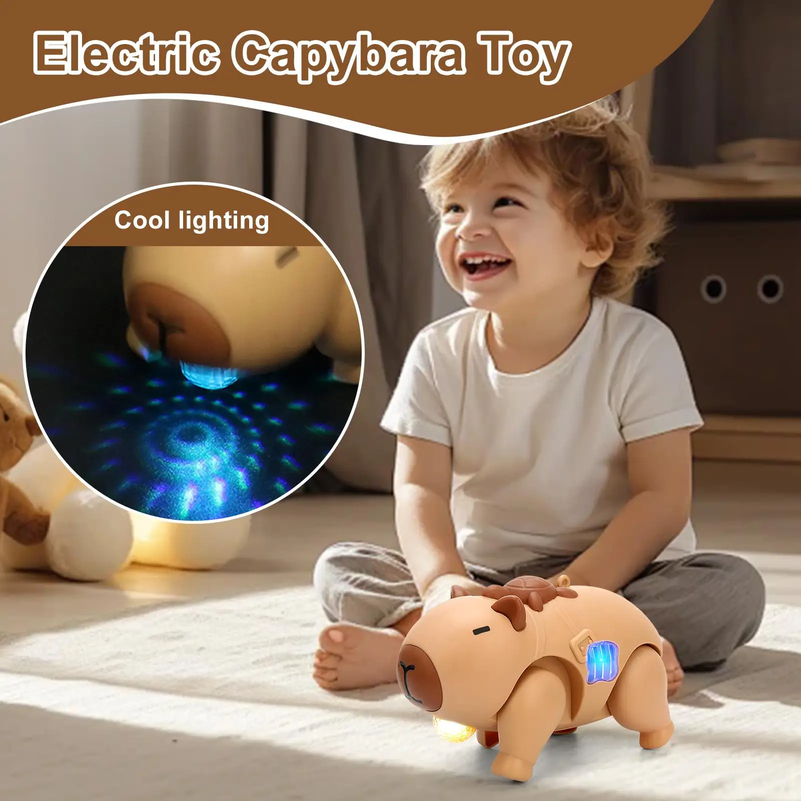 

Walking Capybara Animated Animal Companion Doll With Light And Music Electronic Robot Pets Interactive Toys For Kids Boys Gifts