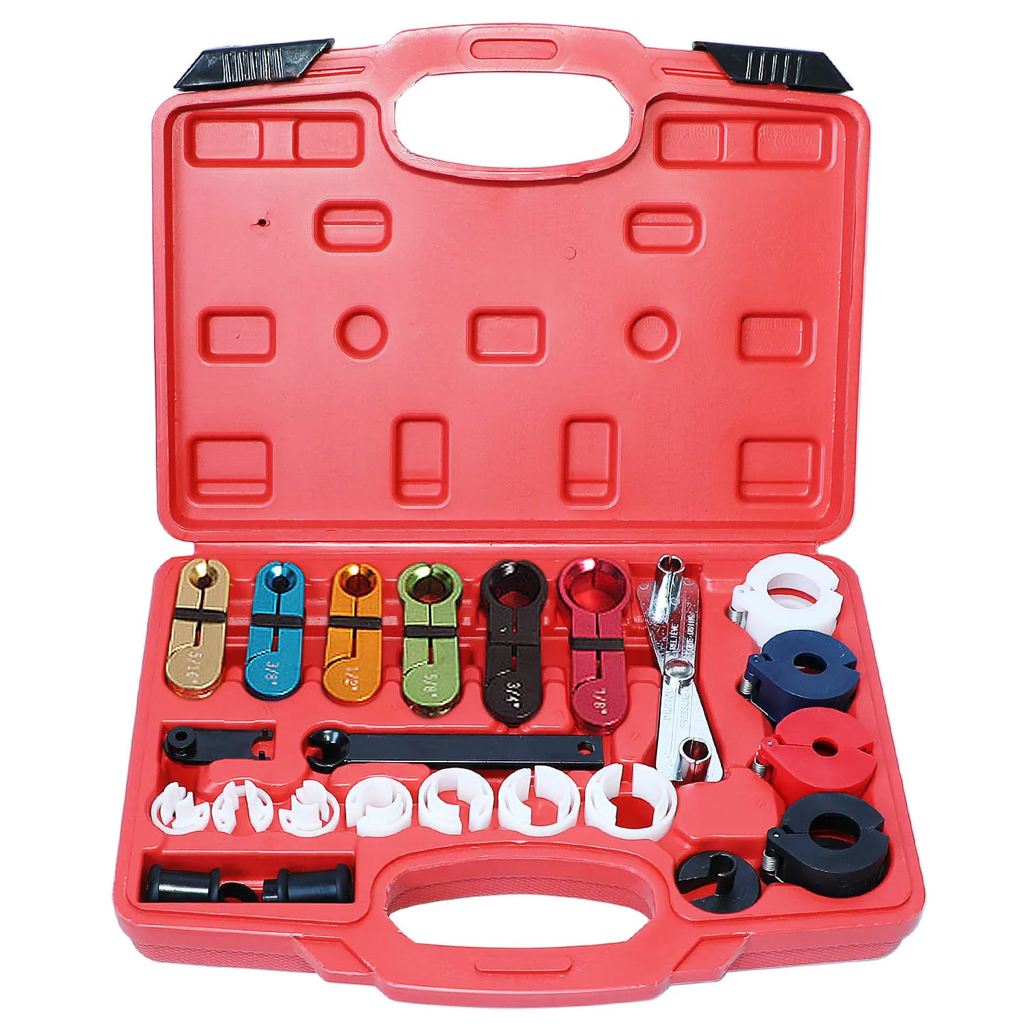 

Suitable for 22 pieces of tools Suitable for disassembling automotive air conditioning refrigerant fluorine tubes, quick couplin