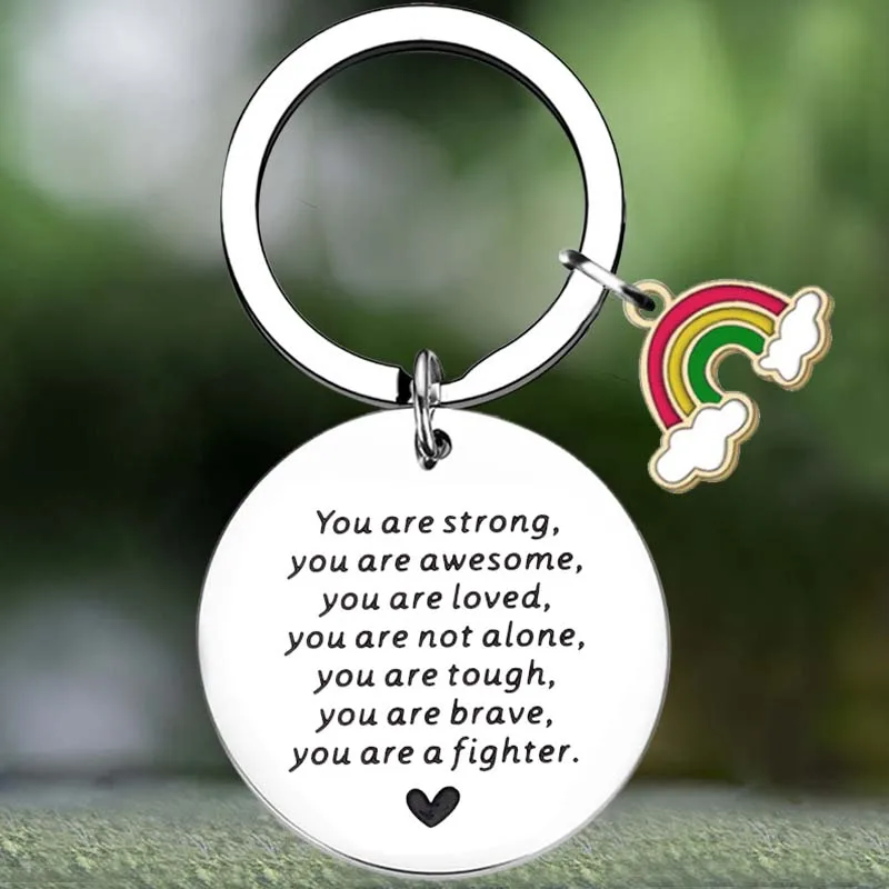 Cute Cancer Survivor Fighter Keychain Surgery Breast Cancer Inspirational Key Chain Pendant Jewelry Friends Recovery Gifts