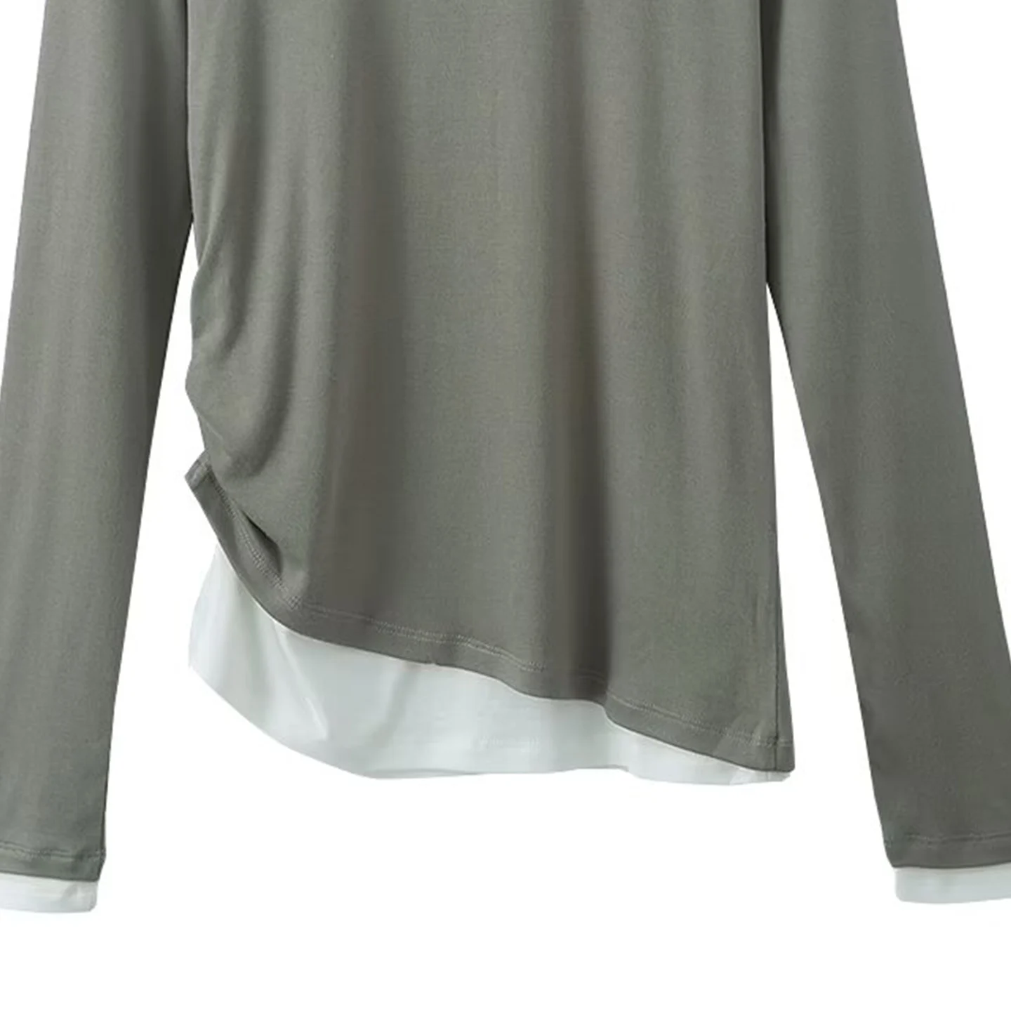 Faionable-Camiseta larga Sve para mujer, Top asimétrico falso de dos piezas con soporte, ropa diaria, otoño 2025, 2025