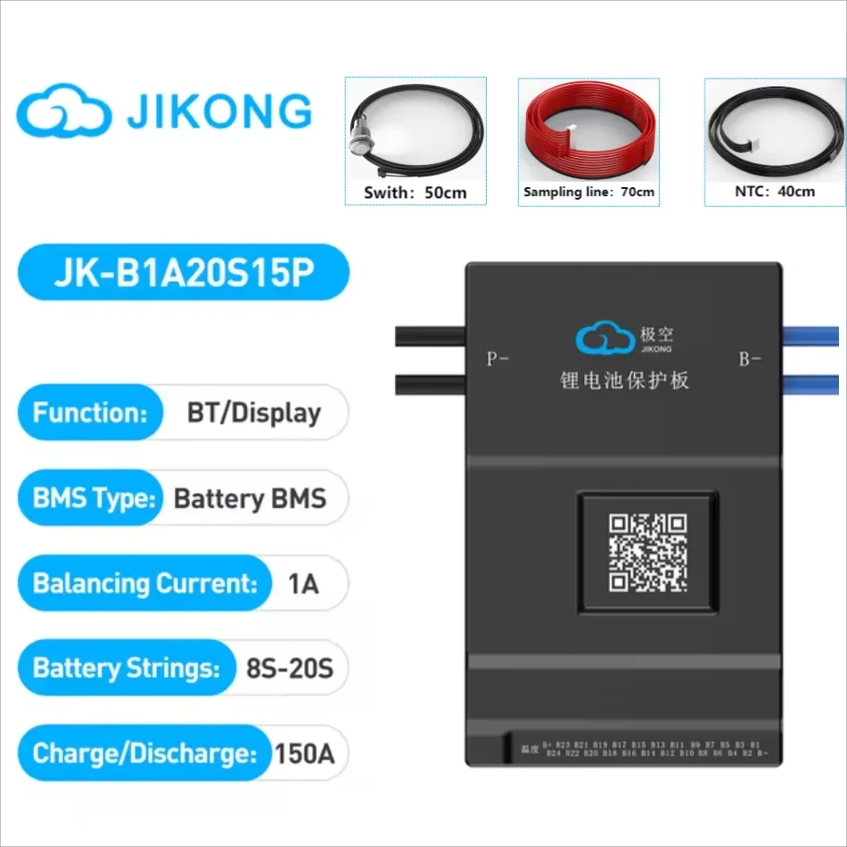 

JK BMS 150A JK-B1A20S15P 8S 24V Lifepo4 Батарея JIKONG Smart 1A Active Balance 18650 12S 13S 14S 16S 20S BT Литий-ионный кемпинг Ebike