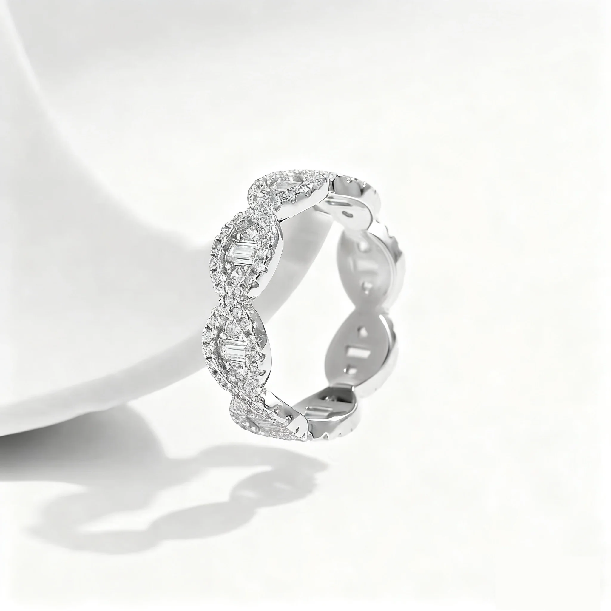 Platinum 950 Women's Anniversary Gift Lab Grown Round & Baguettes Diamond 2CTW Fashion Ring For Lady High Quality Jewelry